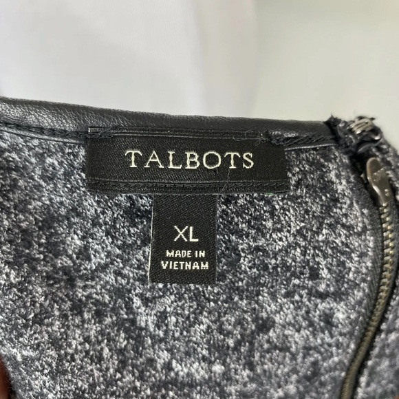 Talbots Wool Faux Leather Top Heathered Gray XL - Picture 8 of 9